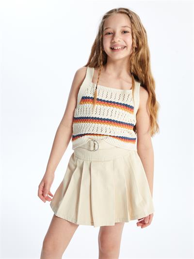 Palmira - Örgü Detaylı Çizgili Triko Bluz - Multicolor