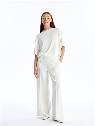 Pau - Modal Oysho Kumaş Düz Oversize Tshirt- Ekru