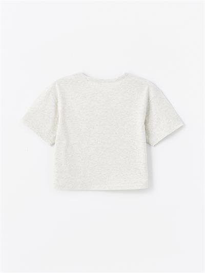 Pelotas - Örme Baskı Detaylı Tshirt - Gri Melanj Renk