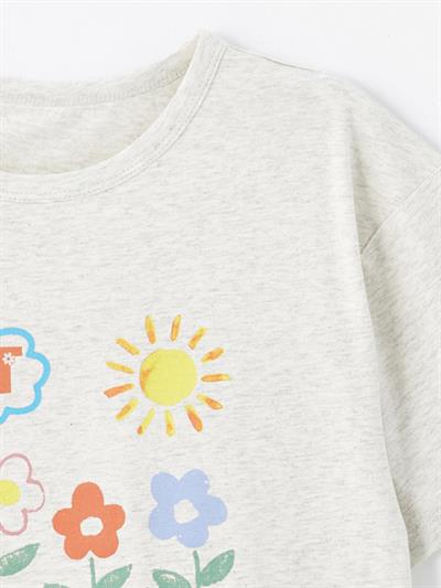 Pelotas - Örme Baskı Detaylı Tshirt - Gri Melanj Renk