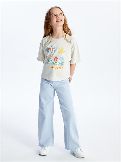 Pelotas - Örme Baskı Detaylı Tshirt - Gri Melanj Renk