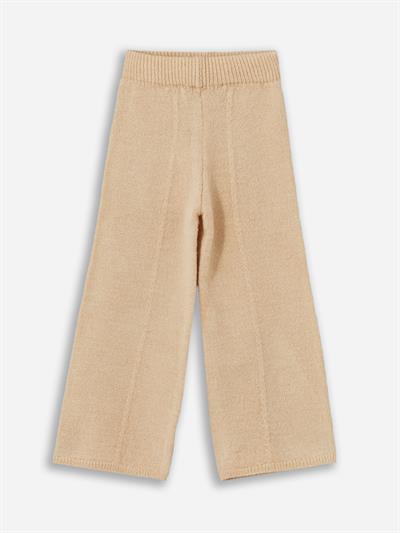 Plain Trousers - Beli Lastikli Triko Pantolon - Bej Renk