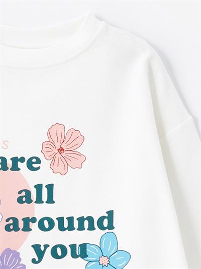 Rio - Örme Baskı Detaylı Sweatshirt - Beyaz