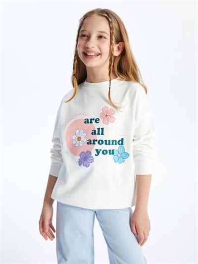 Rio - Örme Baskı Detaylı Sweatshirt - Beyaz