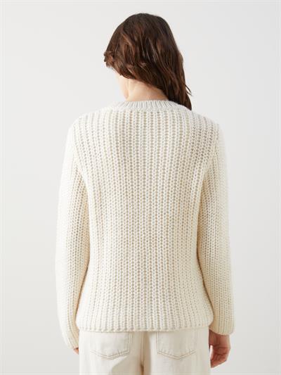 Setubal - Cepli Gold Düğme Detaylı ve Bisiklet Yaka Düz Triko Hırka  - Ekru Renk