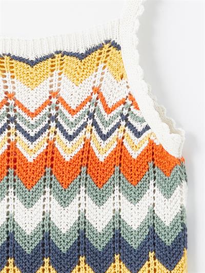Soledad - Örgü Detaylı Askılı Zigzag Desenli Triko Elbise - Multicolor