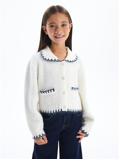 Stıtch - Gömlek Yaka Cep Detaylı Triko Hırka - Ekru Renk