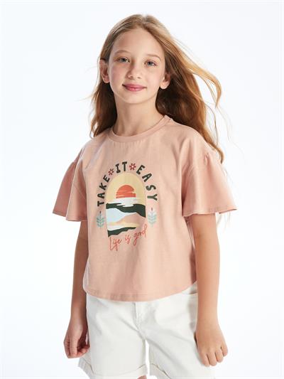 Goya - Örme Baskı Detaylı Tshirt - Pembe