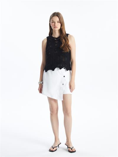 Torina - Örgü Detaylı Kolsuz Triko Bluz - Siyah