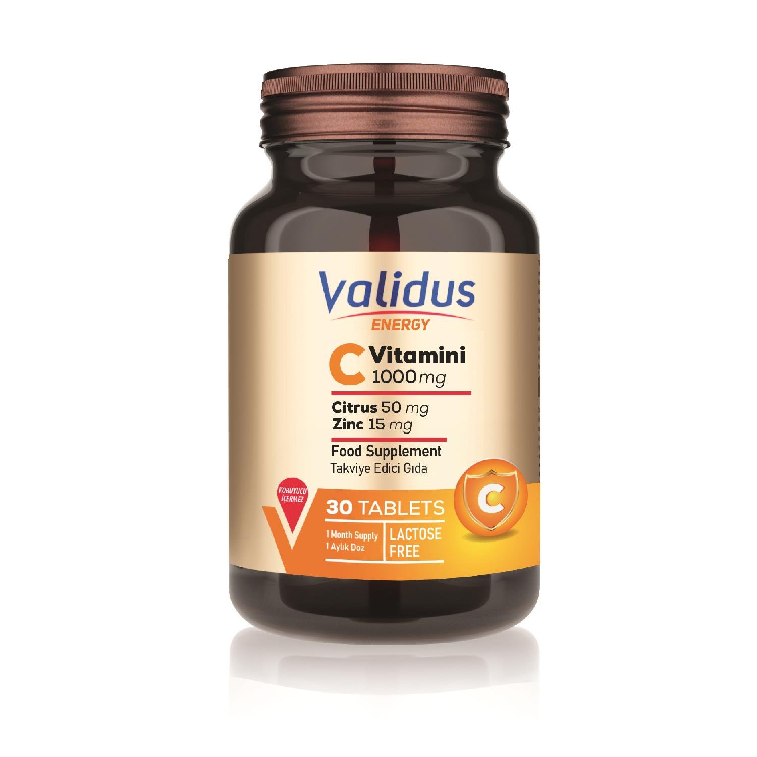 Validus Vitamin C 1000 Mg + Citrus + Zinc 30 Tablets