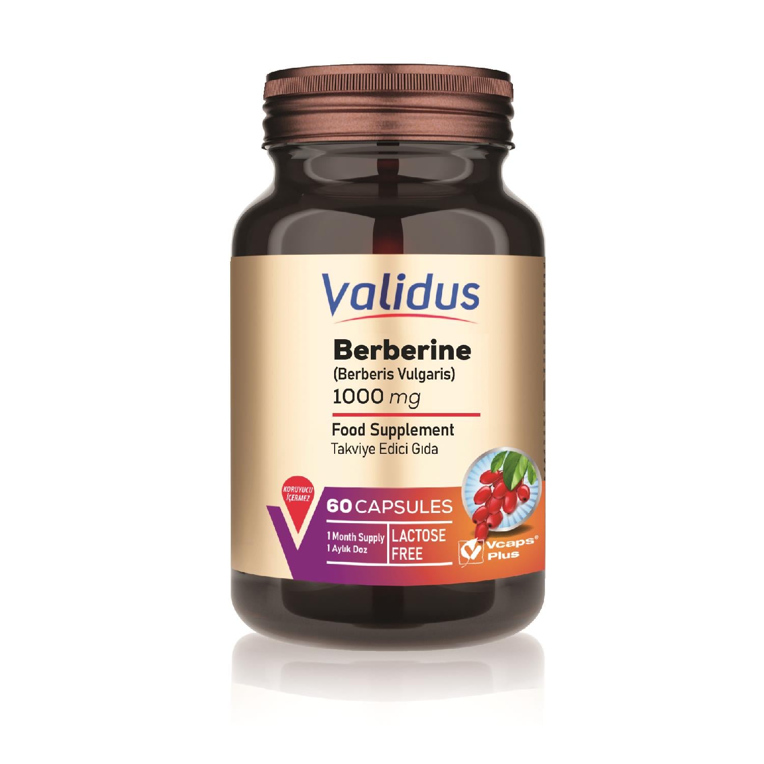 Validus Berberin (Berberis Vulgaris) 1000 mg 60 Capsules