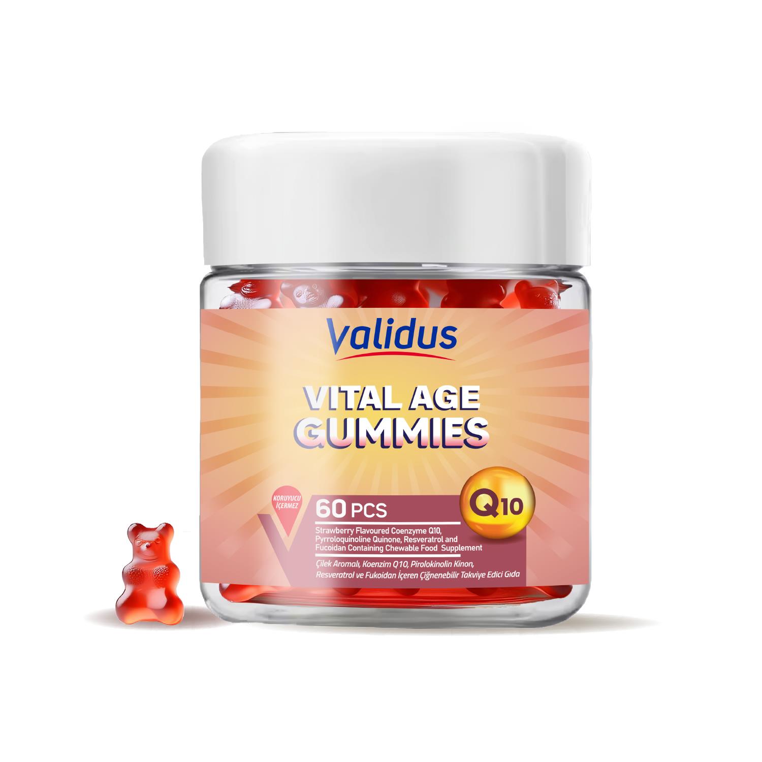 Validus Vital Age Lipozomal Coenzyme Q10+ PQQ + Resveratrol 60 Gummy