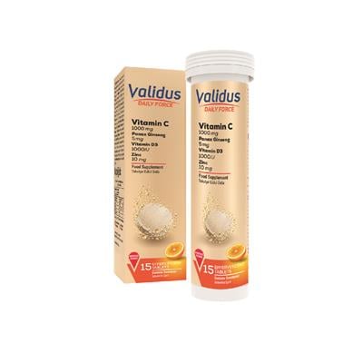 Validus Daily Force Vitamin C + Panax Ginseng + Zinc + Vitamin D3 15 Effervescent Tablet