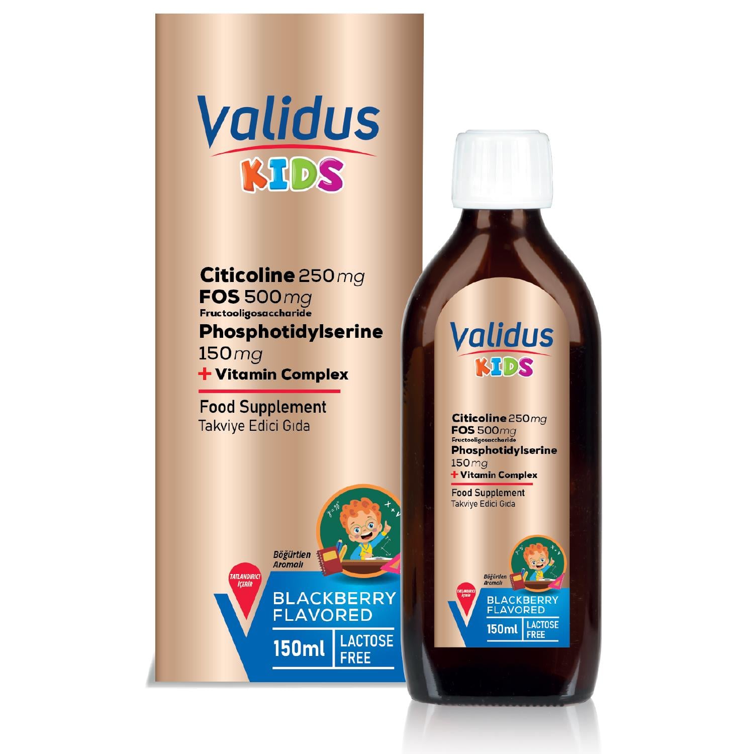 Validus Kids Multiplus Sitikolin, Fosfatidilserin and Multivitamin Kompleks Liquid Food Supplement 