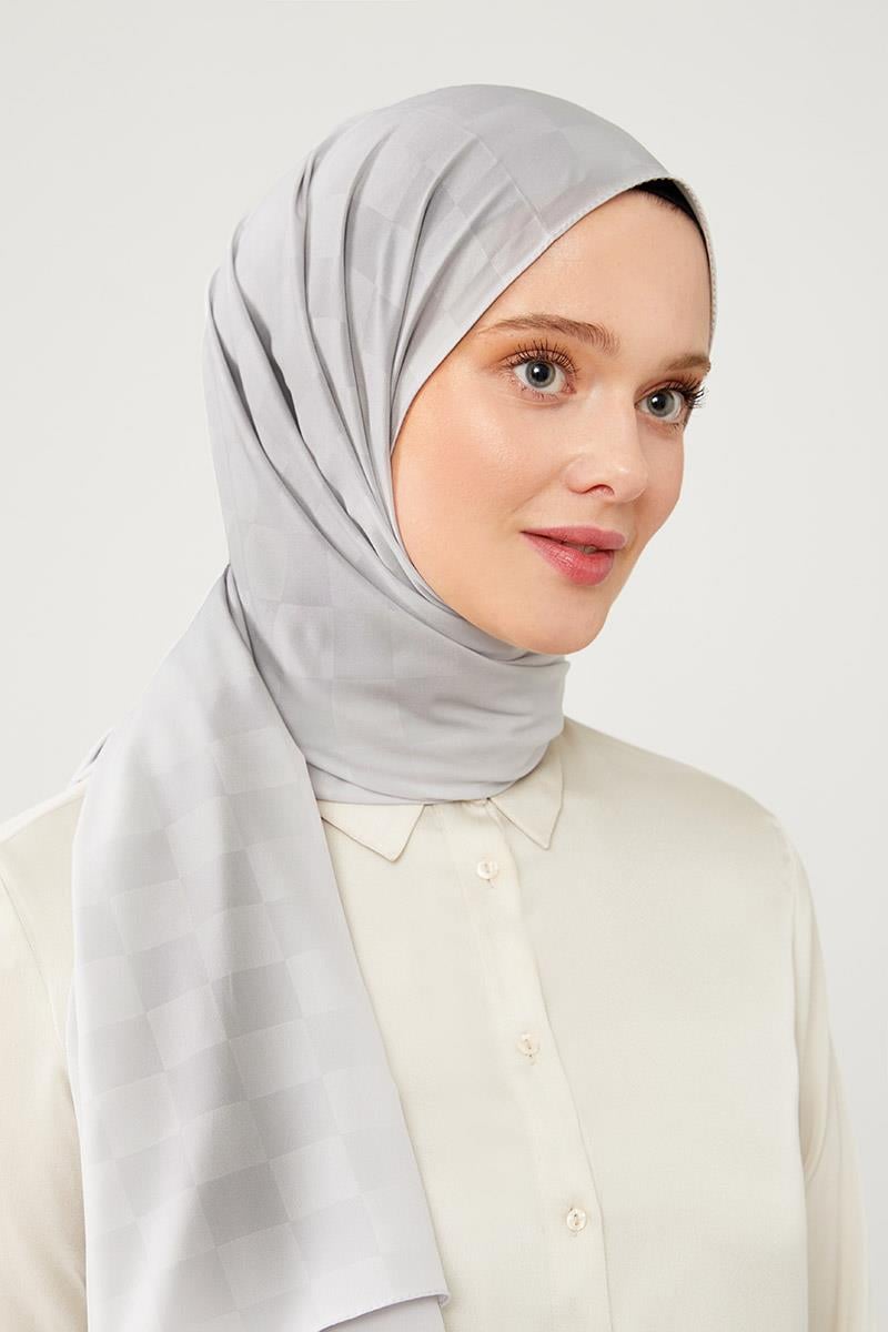 Levidor A.Gümüş Dama Desen Jakarlı Elegance Şal