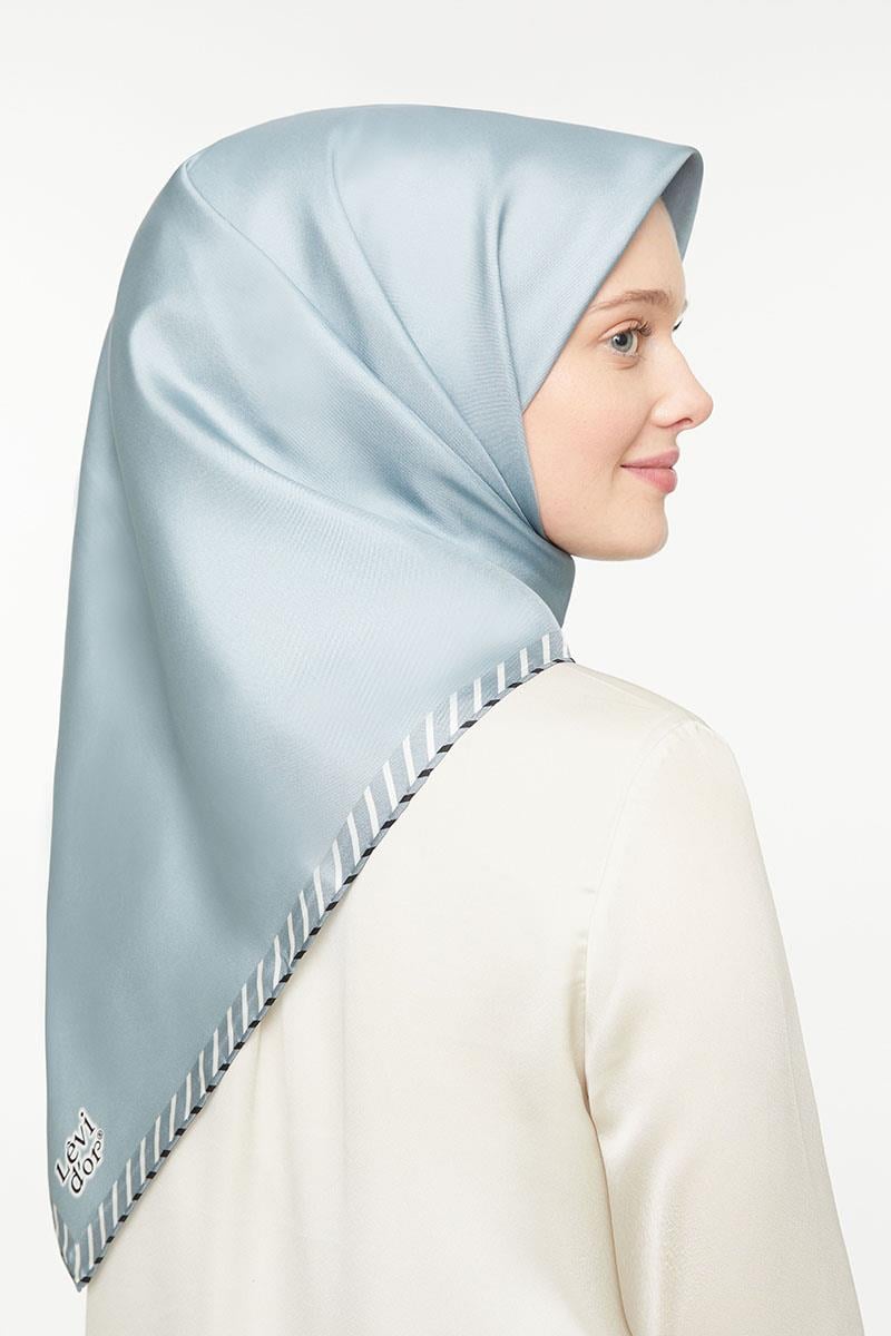 Levidor Açık Mavi Twill Saf İpek Eşarp