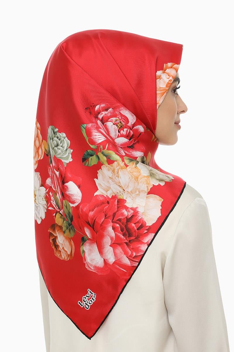 Levidor Bayrak Kırmızı Twill Saf İpek Eşarp