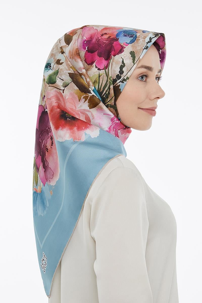 Levidor Bebe Mavisi Twill Saf İpek Eşarp