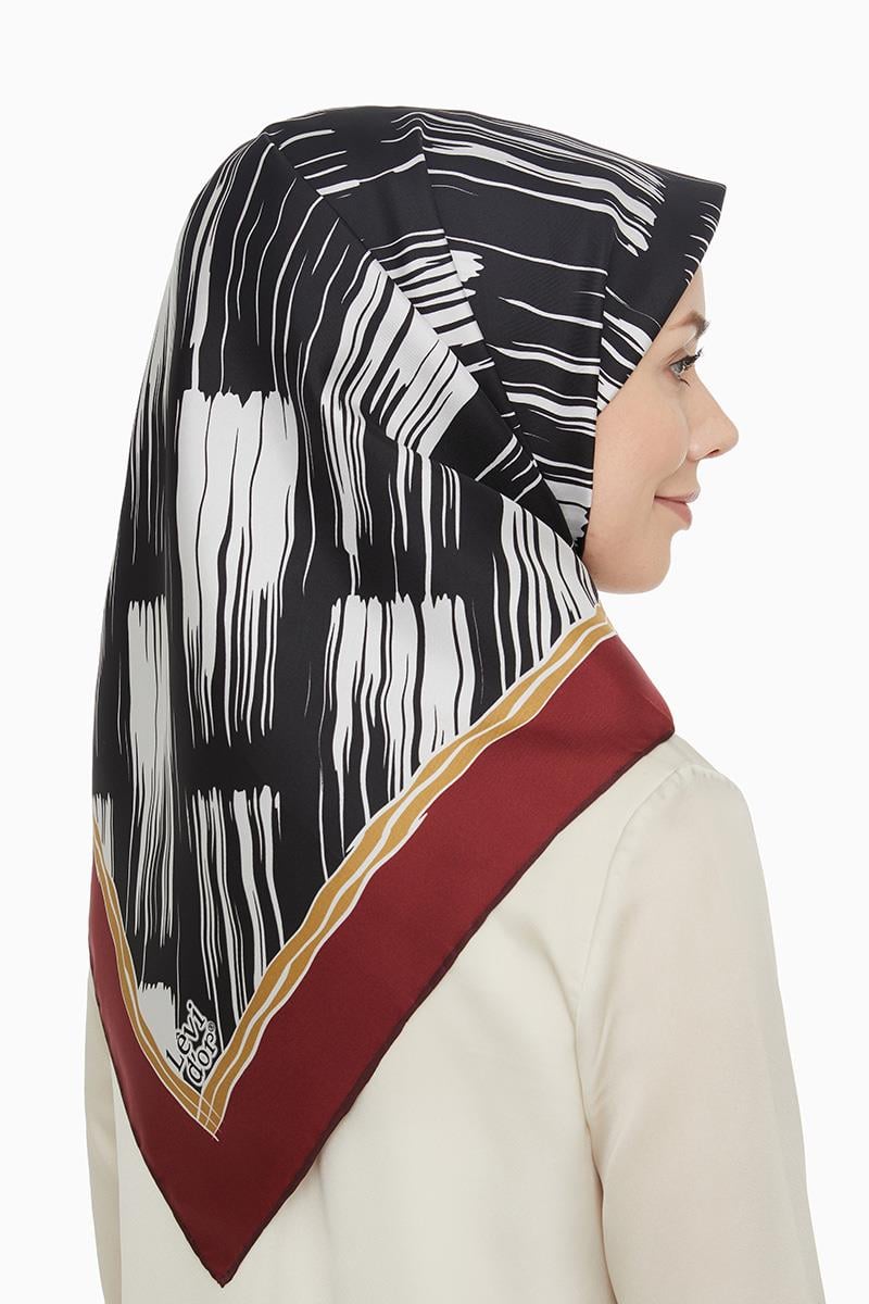 Levidor Bordo Twill Saf İpek Eşarp