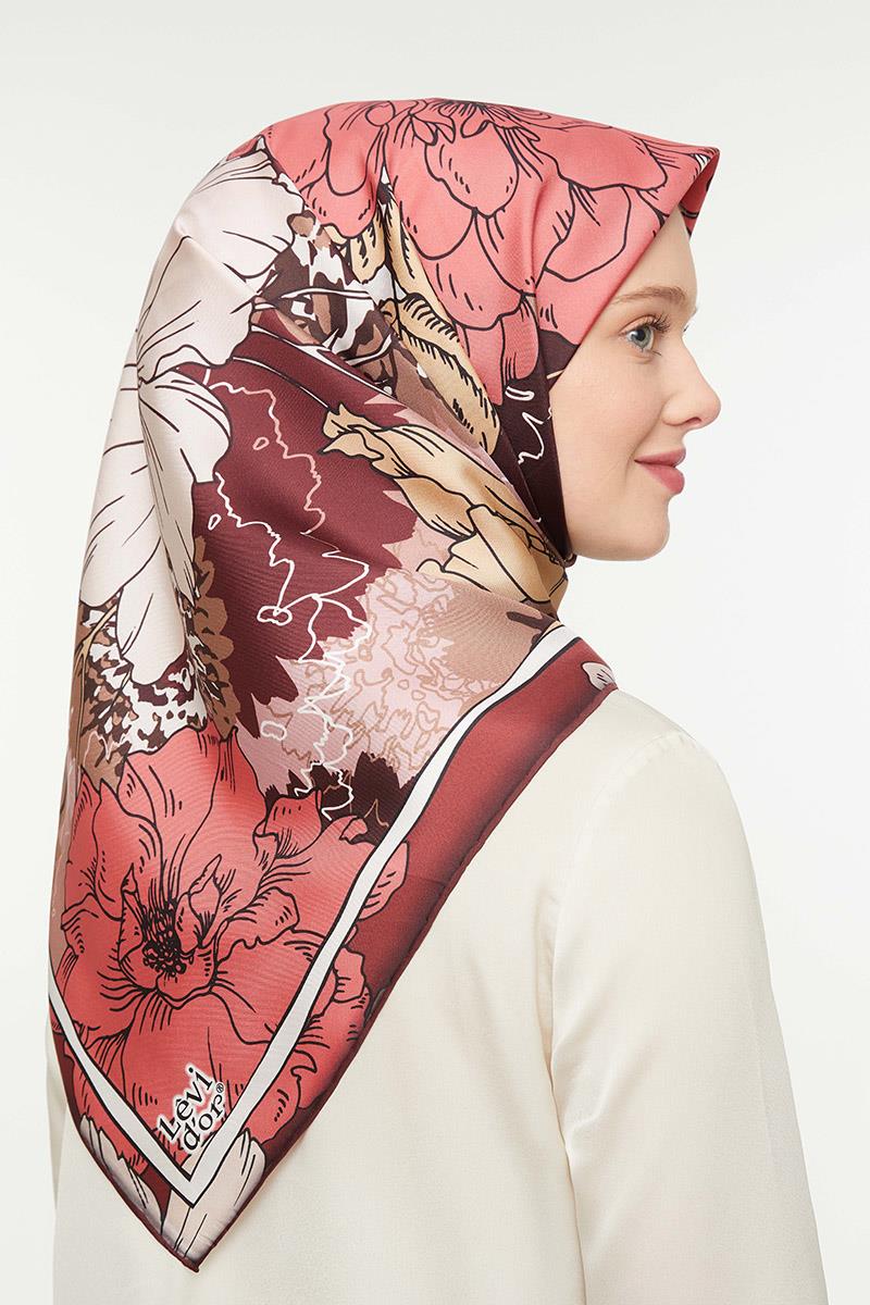 Levidor Bordo Twill Saf İpek Eşarp