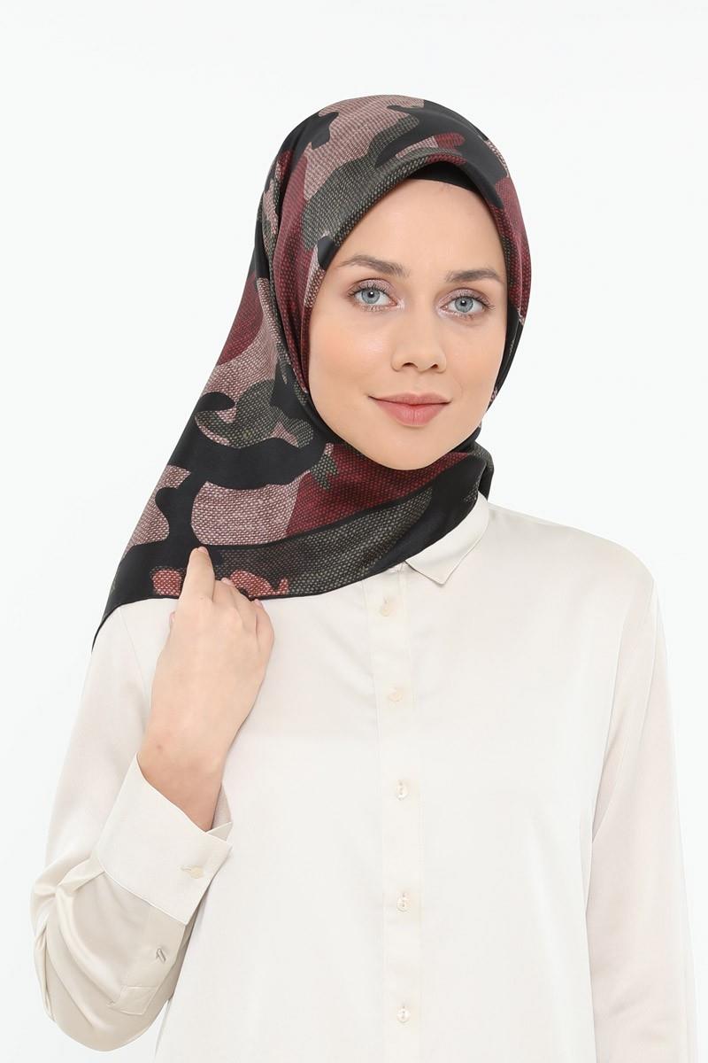 Levidor Bordo Twill Saf İpek Eşarp