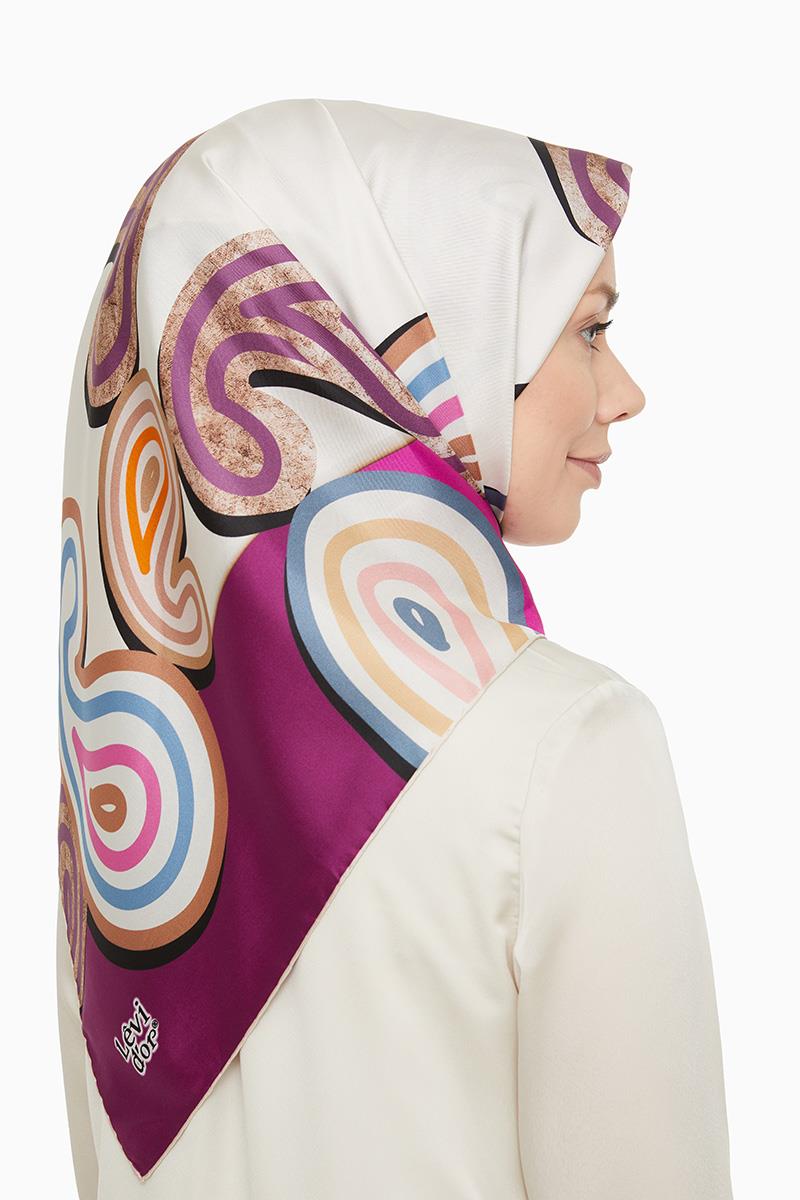 Levidor Eflatun Twill Saf İpek Eşarp