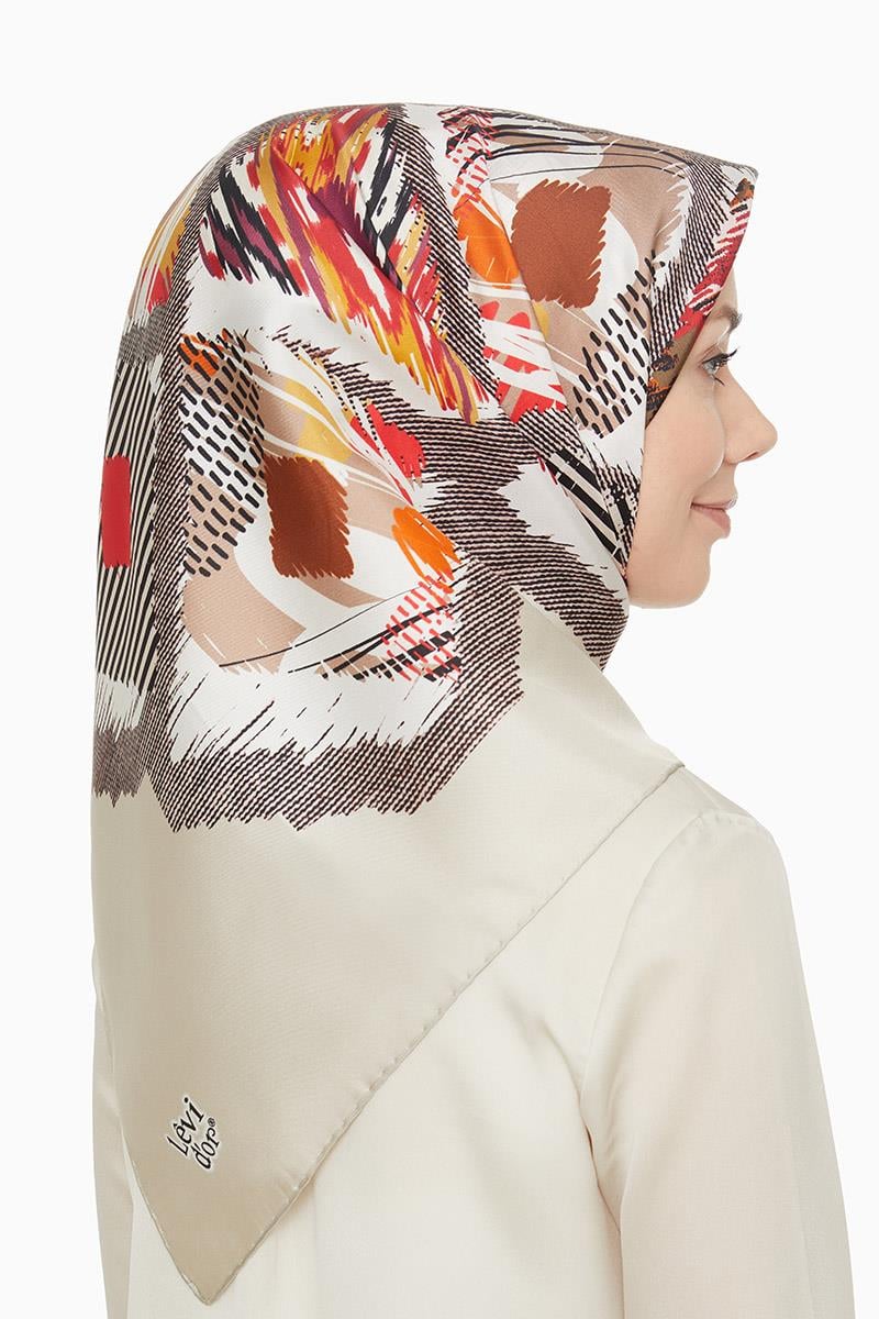 Levidor Ekru Twill Saf İpek Eşarp