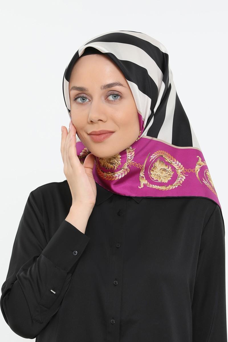 Levidor Fuşya Twill Saf İpek Eşarp
