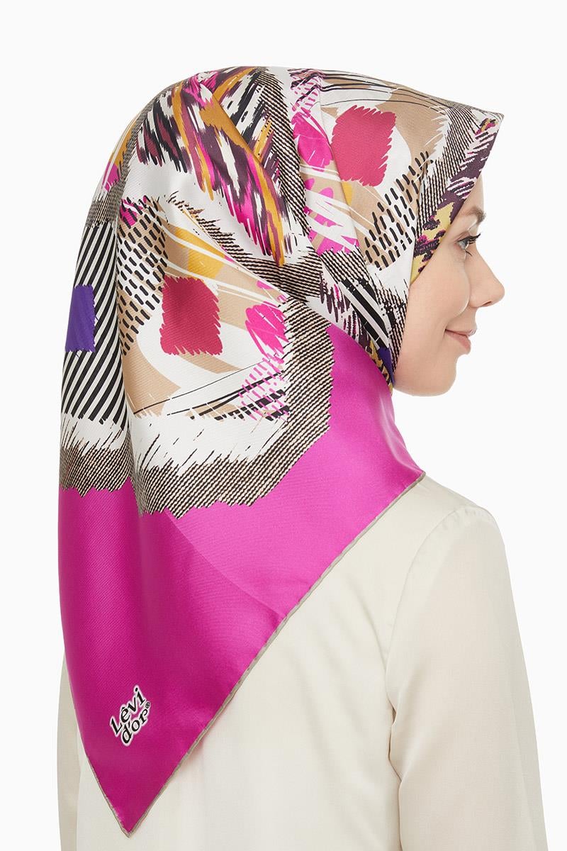 Levidor Fuşya Twill Saf İpek Eşarp