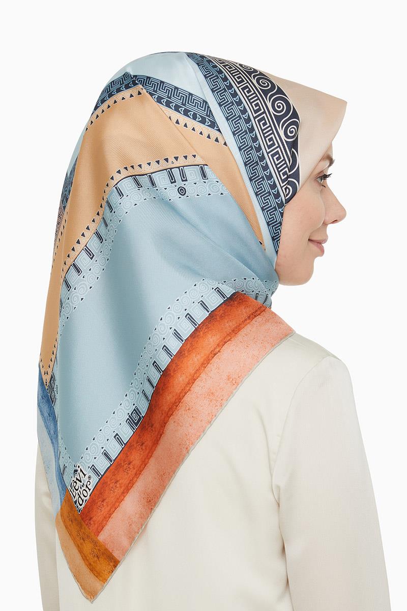 Levidor Gök Mavisi Twill Saf İpek Eşarp