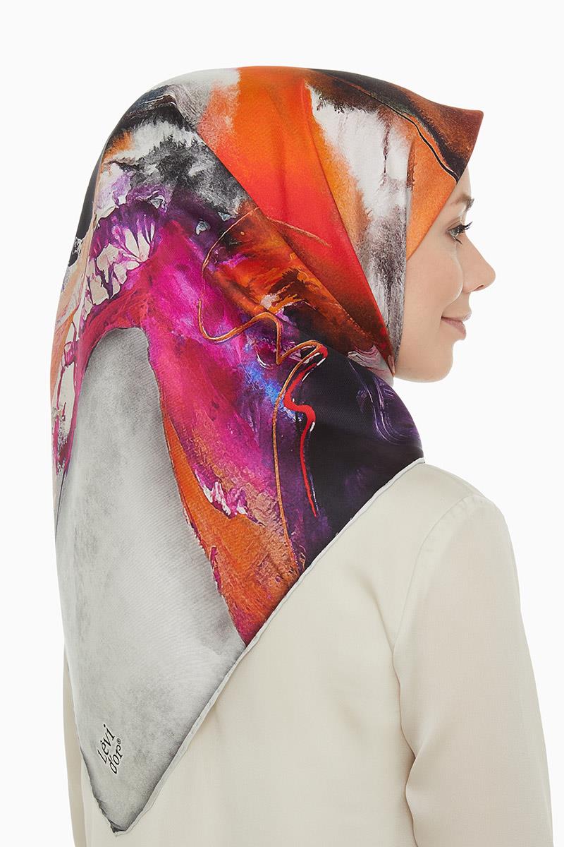 Levidor Gri Twill Saf İpek Eşarp