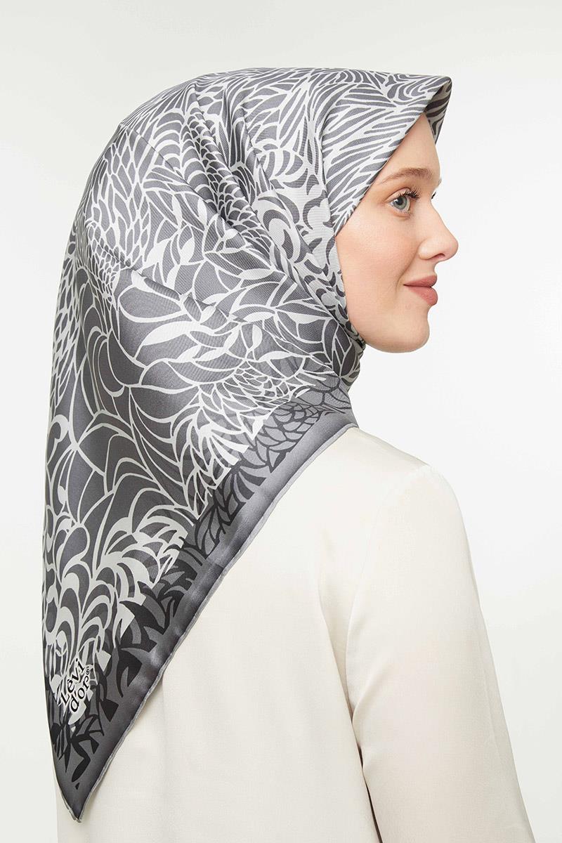 Levidor Gri Twill Saf İpek Eşarp