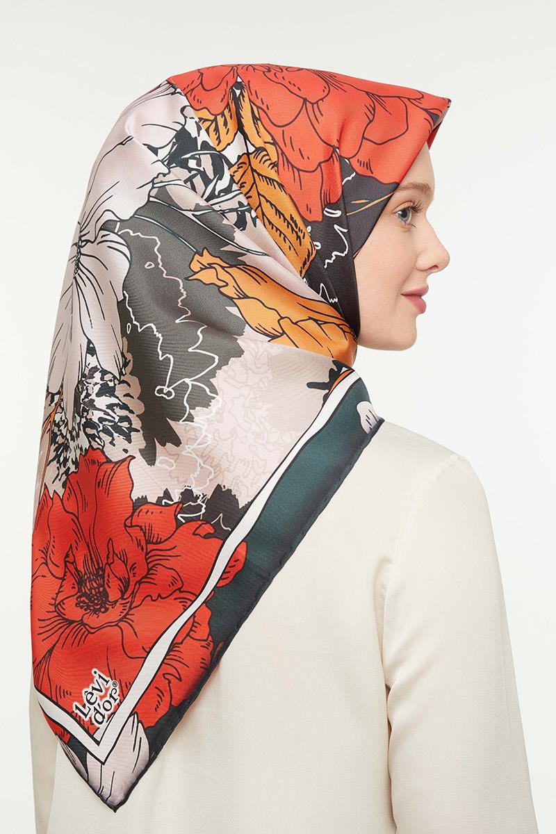 Levidor Haki Twill Saf İpek Eşarp