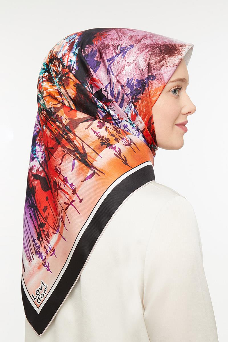 Levidor Kiremit Twill Saf İpek Eşarp