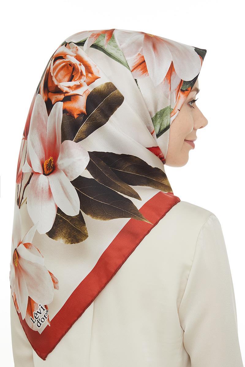 Levidor Kiremit Twill Saf İpek Eşarp