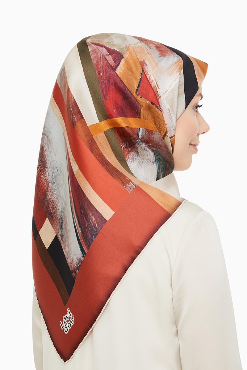 Levidor Kiremit Twill Saf İpek Eşarp