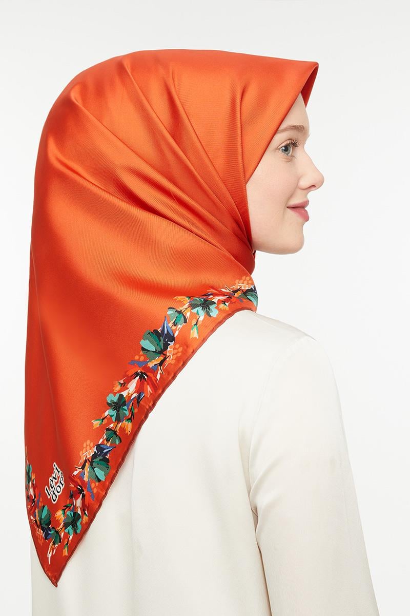 Levidor Kiremit Twill Saf İpek Eşarp