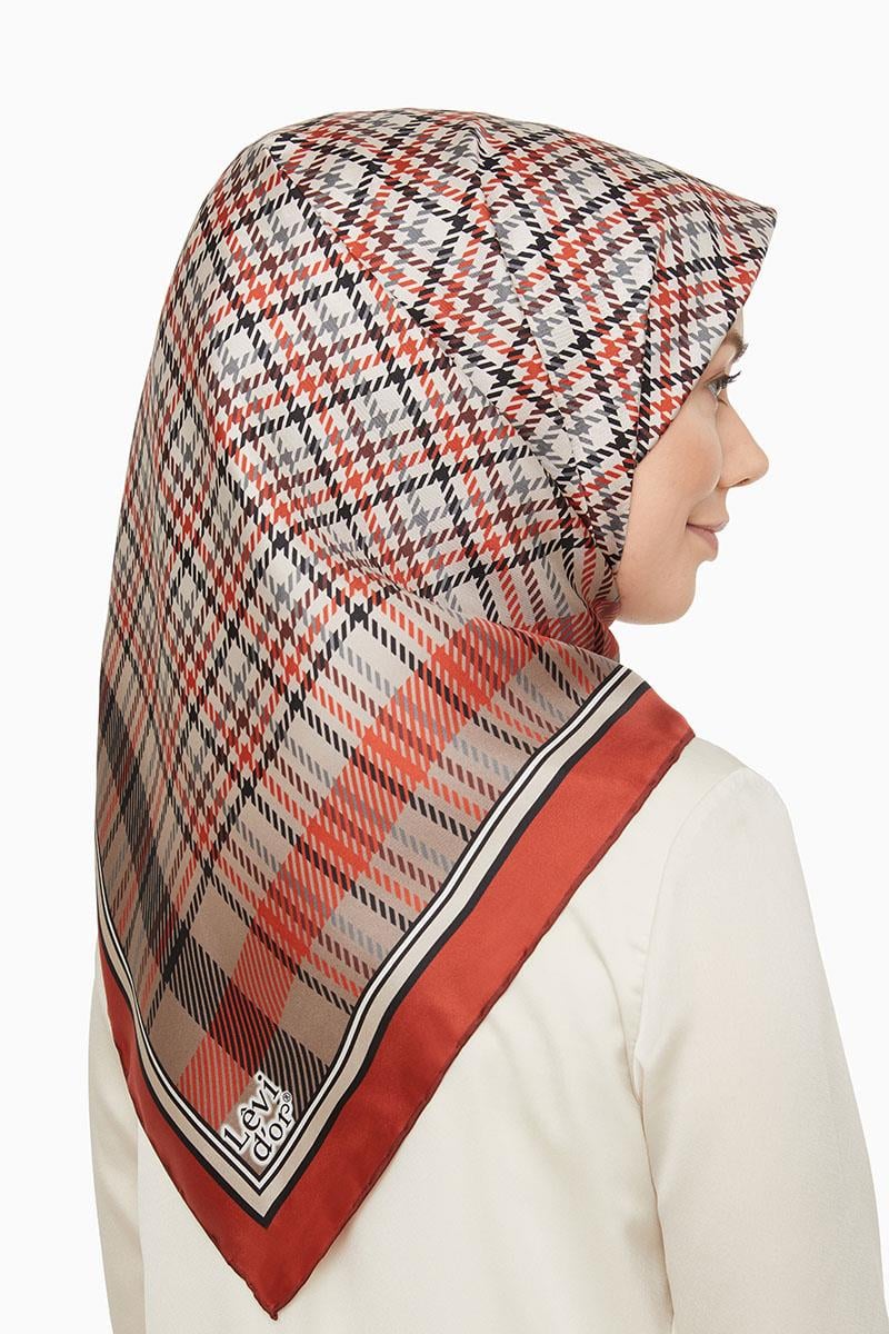 Levidor Kiremit Twill Saf İpek Eşarp