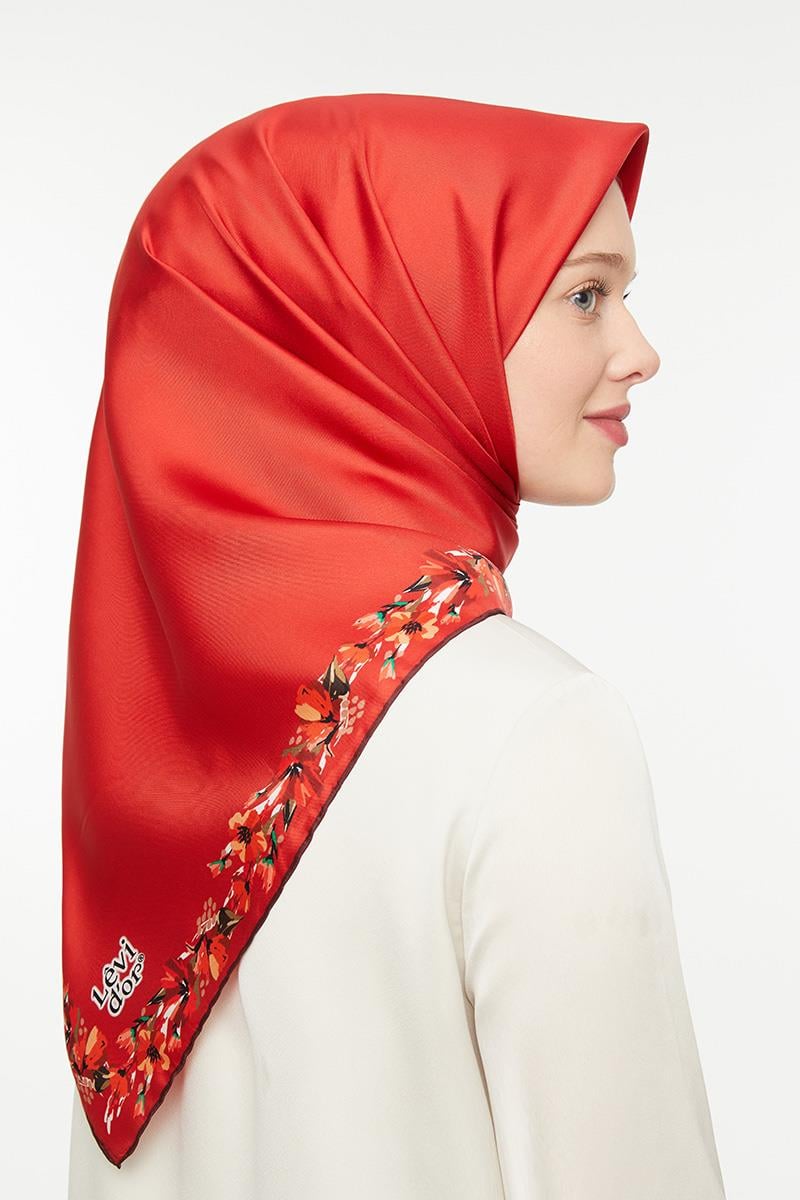 Levidor Kırmızı Twill Saf İpek Eşarp