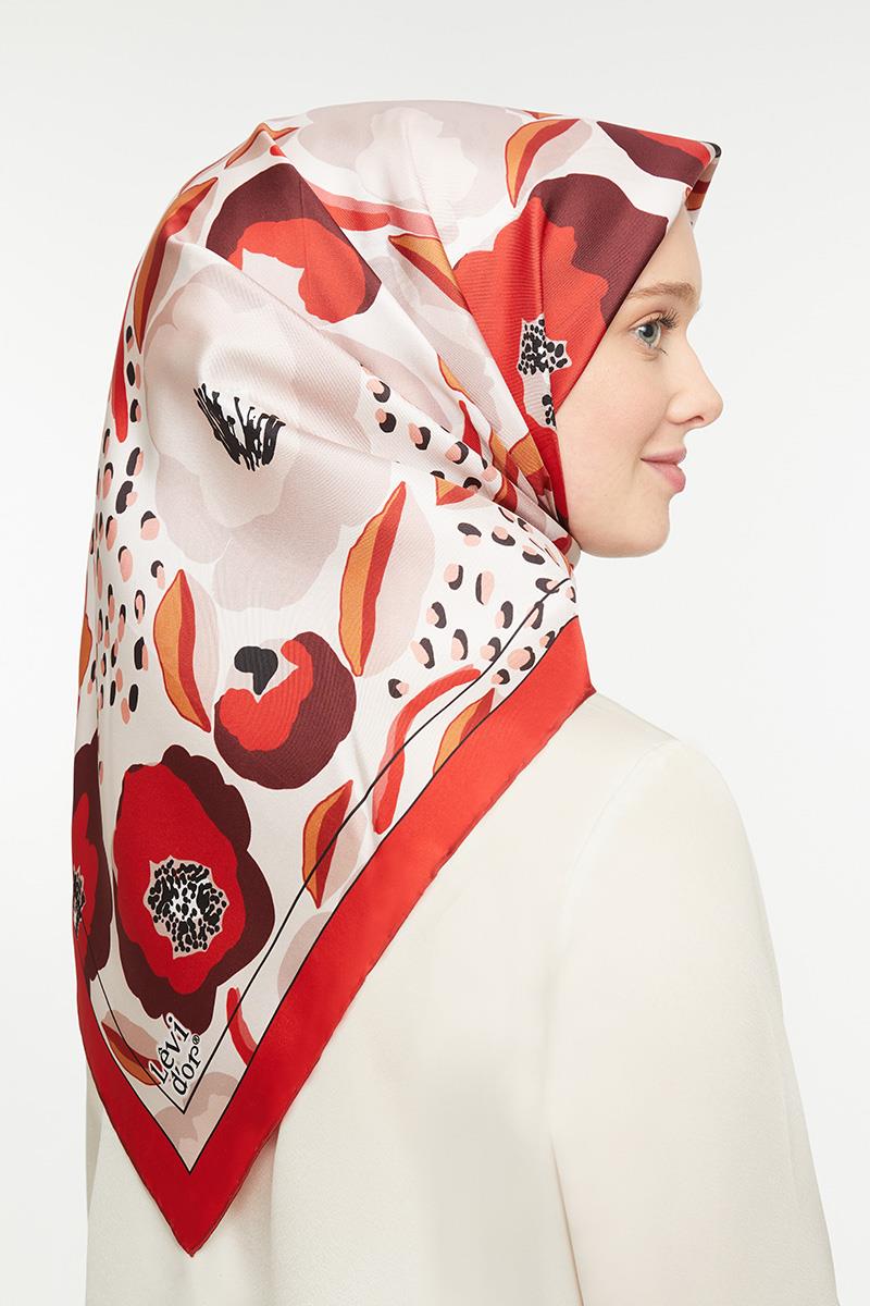 Levidor Kırmızı Twill Saf İpek Eşarp