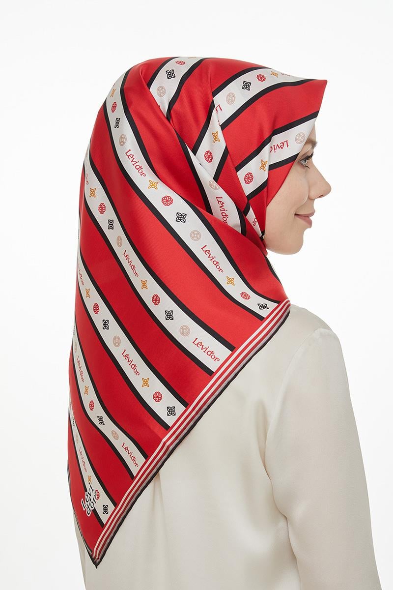 Levidor Kırmızı Twill Saf İpek Eşarp