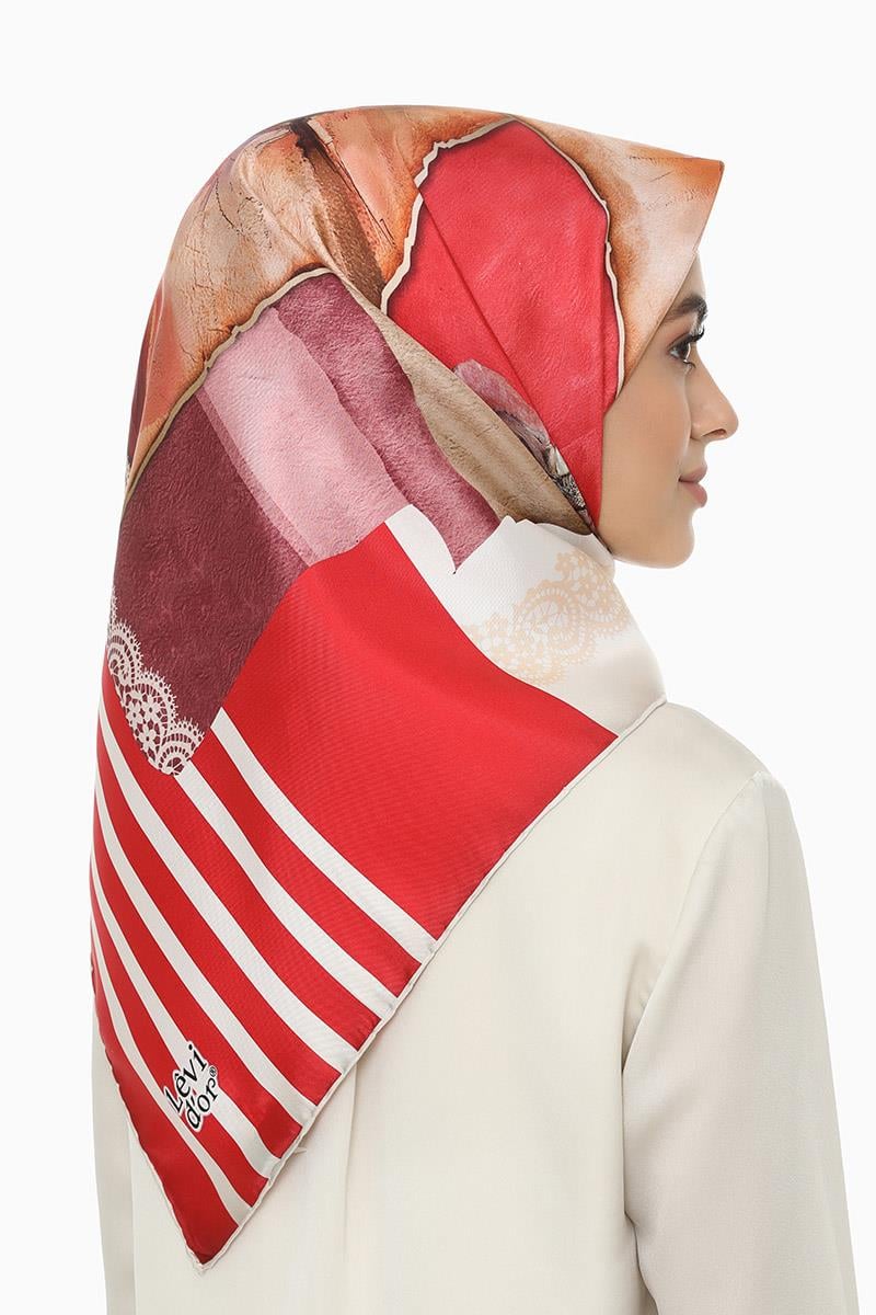 Levidor Kırmızı Twill Saf İpek Eşarp