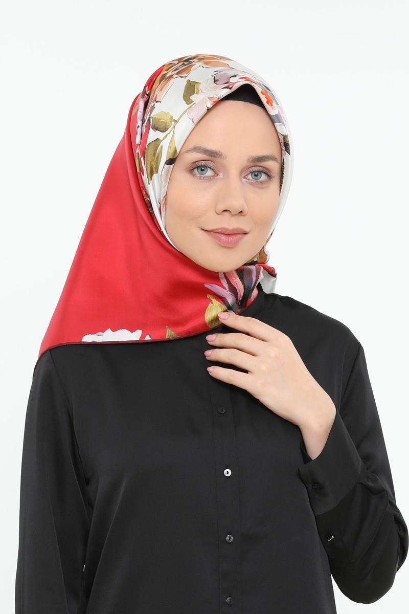 Levidor Kırmızı Twill Saf İpek Eşarp
