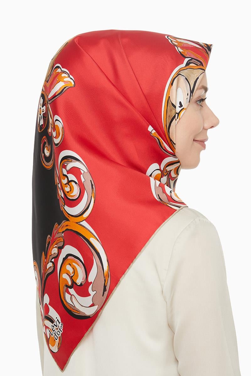Levidor Kırmızı Twill Saf İpek Eşarp