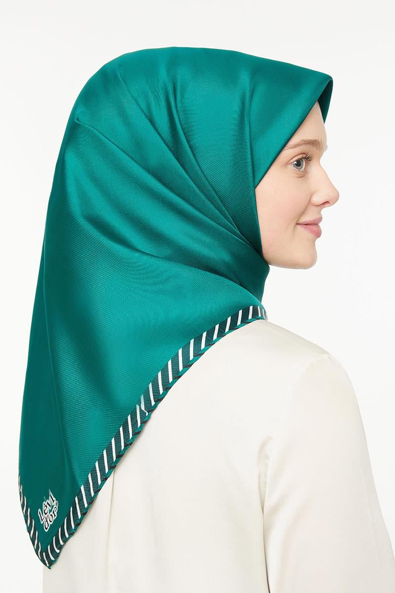 Levidor Koyu Yeşil Twill Saf İpek Eşarp