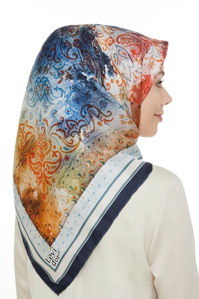 Levidor Lacivert Twill Saf İpek Eşarp