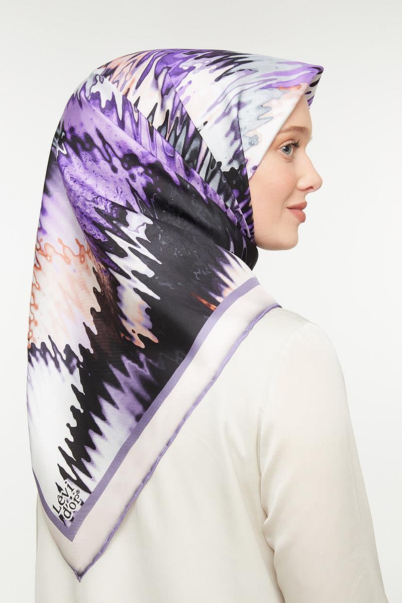 Levidor Lila Twill Saf İpek Eşarp