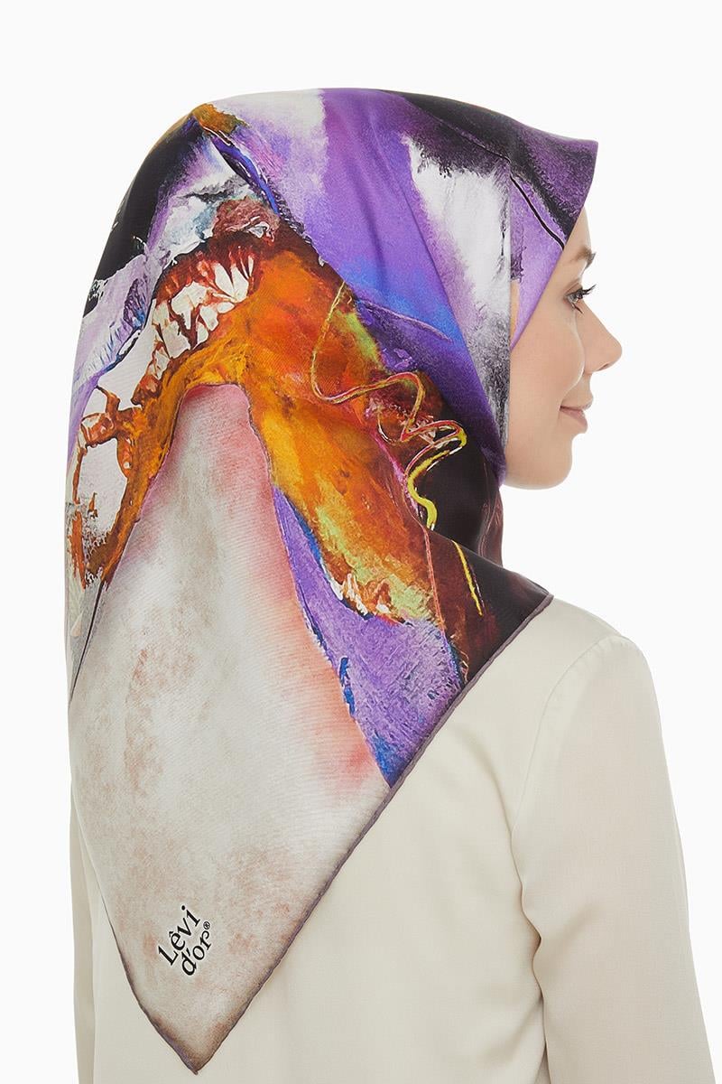 Levidor Menekşe Twill Saf İpek Eşarp