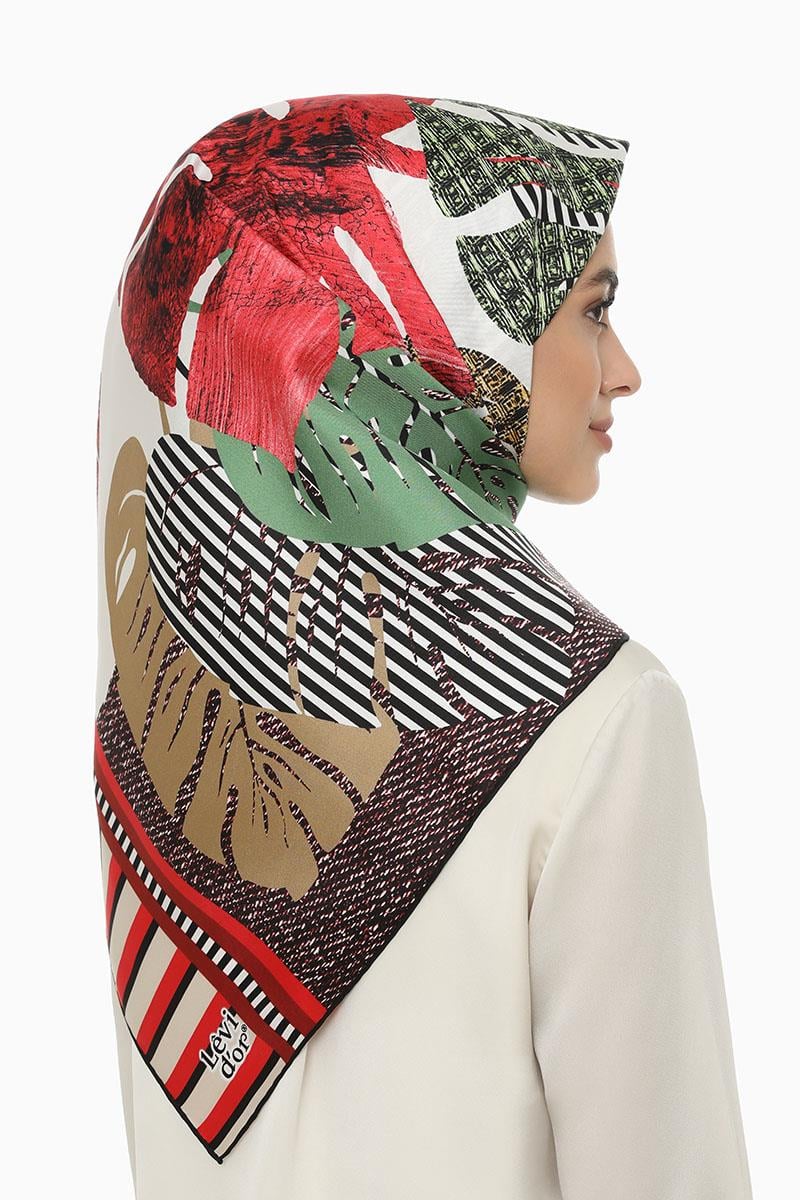 Levidor Nar Çiçeği Twill Saf İpek Eşarp