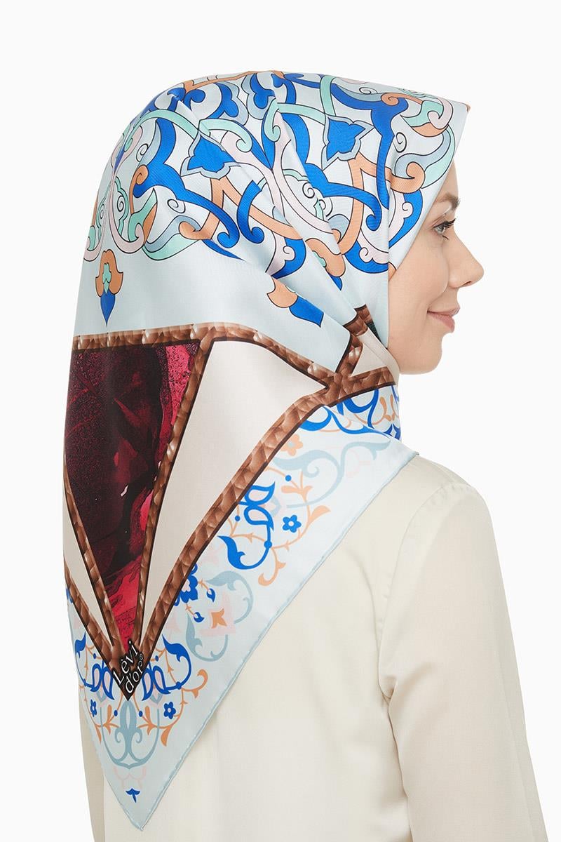 Levidor Saks Mavisi Twill Saf İpek Eşarp